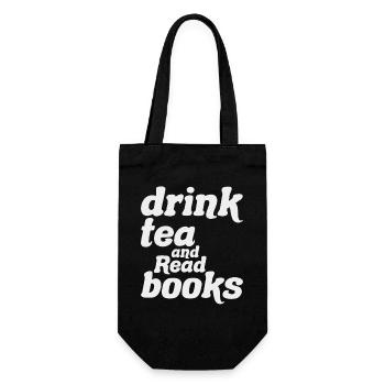 Tee trinken und Bücher lesen Originalgeschenk - Geschenkbeutel für Flaschen - Schwarz - Vorne