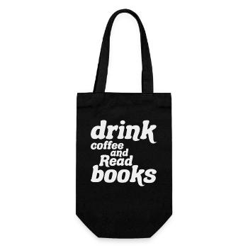 Kaffee trinken und Bücher lesen Originalgeschenk - Geschenkbeutel für Flaschen - Schwarz - Vorne