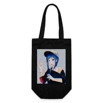 Anime rétro Gamer Girl Glitch Art Style Vaporwave - Sac à bouteille - noir - Devant
