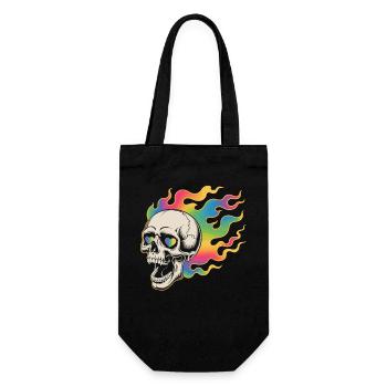 Psychedelic skull in fire design - Gift Bag for Bottles - black - Front
