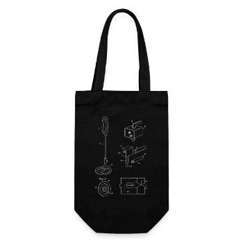 Metal Detector Blueprint Fig 3 Design - Gift Bag for Bottles - black - Front