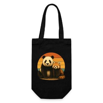 Panda Red Panda Retro Animal Lovers - Gift Bag for Bottles - black - Front