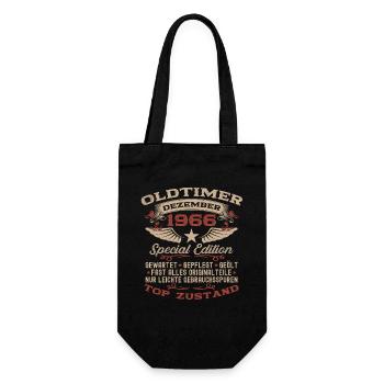 59. Geburtstag Geschenk Oldtimer Dezember 1966 - Geschenkbeutel für Flaschen - Schwarz - Vorne