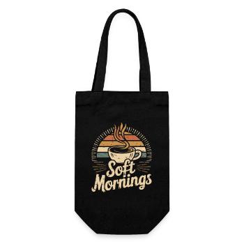 Soft Mornings – Vintage Morgenkaffee - Geschenkbeutel für Flaschen - Schwarz - Vorne
