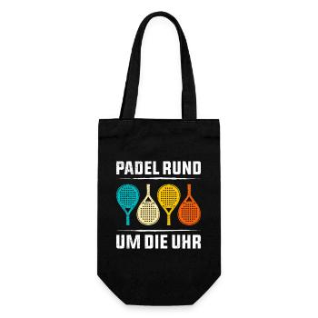 Padel Spieler PADEL RUND UM DIE UHR Lustiges - Geschenkbeutel für Flaschen - Schwarz - Vorne