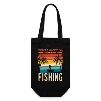 Fischerei Retro Sunset Silhouette - Geschenkbeutel für Flaschen - Schwarz - Vorne