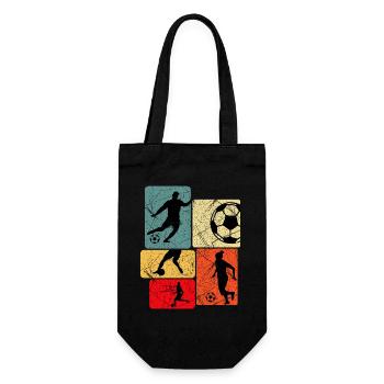 Retro Silhouette Fußball Muster - Geschenkbeutel für Flaschen - Schwarz - Vorne