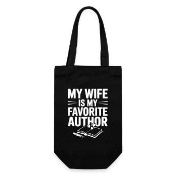 My Wife is my Favorite Author - Gift Bag for Bottles - black - Front
