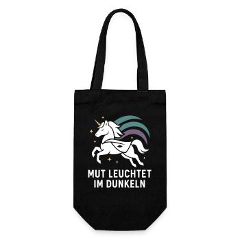 Courage shines in the dark, unicorn heroine - Gift Bag for Bottles - black - Front