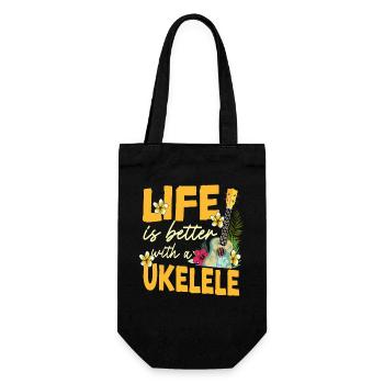 Hawaiian Ukulele Uke Life Is - Gift Bag for Bottles - black - Front