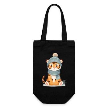 Tigre d’hiver avec casquette - Sac à bouteille - noir - Devant