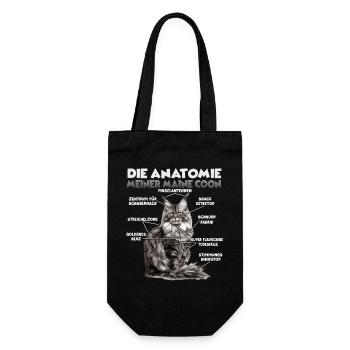 Maine Coon Anatomie T | Coony Halter Outfit Katzen - Geschenkbeutel für Flaschen - Schwarz - Vorne