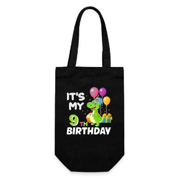 9e anniversaire Garçon Fille Dinosaure Neuf ans - Sac à bouteille - noir - Devant