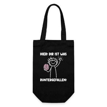 Hier Dir Ist Was Runtergefallen Sarkastischer - Geschenkbeutel für Flaschen - Schwarz - Vorne