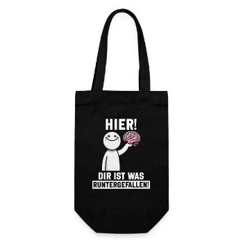 Hier Dir Ist Was Runtergefallen Sarkastischer - Geschenkbeutel für Flaschen - Schwarz - Vorne