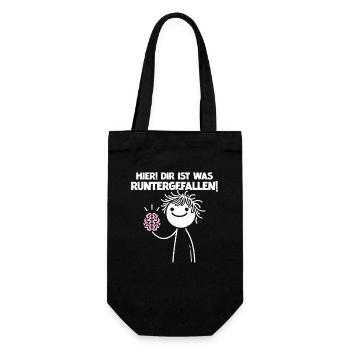 Hier Dir Ist Was Runtergefallen Sarkastischer - Geschenkbeutel für Flaschen - Schwarz - Vorne