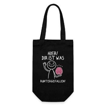 Hier Dir Ist Was Runtergefallen Sarkastischer - Geschenkbeutel für Flaschen - Schwarz - Vorne