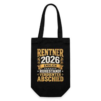 Rentner 2026 Verdienter Ruhestand Abschied - Geschenkbeutel für Flaschen - Schwarz - Vorne