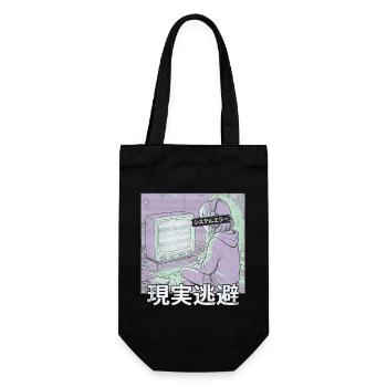 Aesthetic Anime Girl Glitch Systemfehler Vaporwave - Geschenkbeutel für Flaschen - Schwarz - Vorne