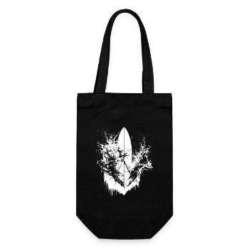 Energetic Surfer Illustration Surfing - Gift Bag for Bottles - black - Front