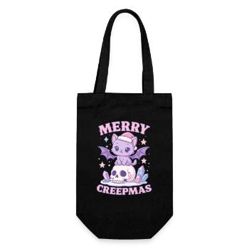 Merry Creepmas Cat Pastel Goth Christmas Skull - Gift Bag for Bottles - black - Front