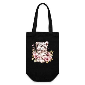 Petit léopard avec couronne de fleurs - Sac à bouteille - noir - Devant