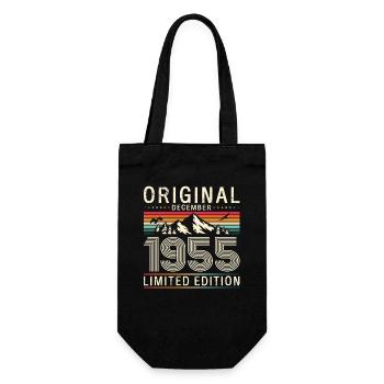 70th Birthday Original December Born 1955 - Gift Bag for Bottles - black - Front
