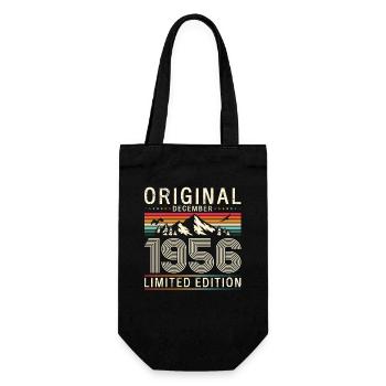 70. Geburtstag Original Dezember Jahrgang 1956 - Geschenkbeutel für Flaschen - Schwarz - Vorne