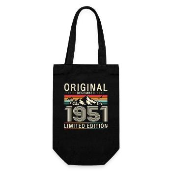 75th Birthday Original December Born 1951 - Gift Bag for Bottles - black - Front