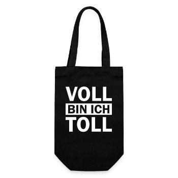 Voll bin ich toll - Geschenkbeutel für Flaschen - Schwarz - Vorne
