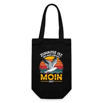 Home is where you say hello in the evening Seagull North Sea - Gift Bag for Bottles - black - Front