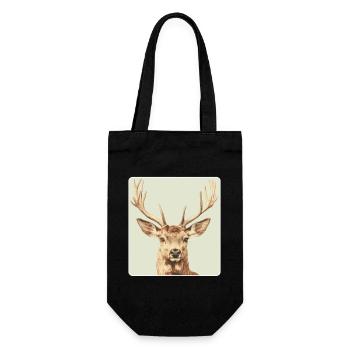 Rentier Hirsch Geweih Reindeer Vintage - Geschenkbeutel für Flaschen - Schwarz - Vorne