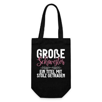 Big sister A title worn with pride - Gift Bag for Bottles - black - Front
