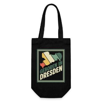 Geboren in Dresden Retro - Geschenkbeutel für Flaschen - Schwarz - Vorne