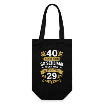 40 as 29 saying, elegant gold, birthday - Gift Bag for Bottles - black - Front