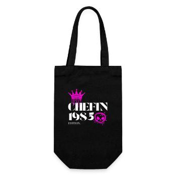 Chefin Edition 1985 – Frauenpower 40 Jahre - Geschenkbeutel für Flaschen - Schwarz - Vorne