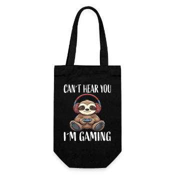 Kuscheliges Gamer-Faultier mit Kopfhörern - Geschenkbeutel für Flaschen - Schwarz - Vorne
