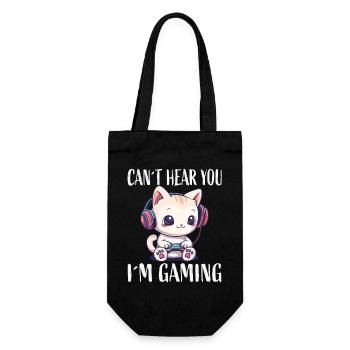 Cat Gaming While Gaming - Gift Bag for Bottles - black - Front