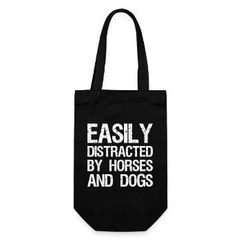 Easily distracted by-horses and dogs - Gift Bag for Bottles - black - Front