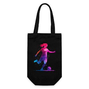 Fußball Fußballerin, Fussballspielerin, bunt Frau - Geschenkbeutel für Flaschen - Schwarz - Vorne