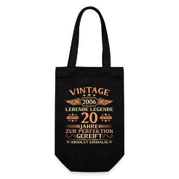 20. Geburtstag Vintage 2006 Baujahr - Geschenkbeutel für Flaschen - Schwarz - Vorne