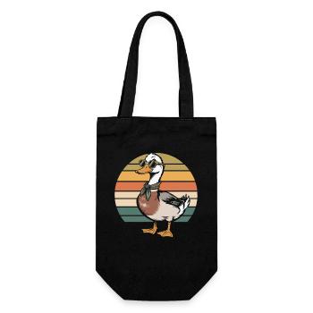 Retro-Ente am Sonnenband - Geschenkbeutel für Flaschen - Schwarz - Vorne