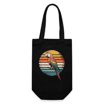 Colorful parrot in retro sunset - Gift Bag for Bottles - black - Front