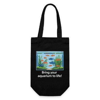 Vie en aquarium : scène animée dans l’aquarium - Sac à bouteille - noir - Devant