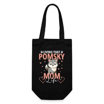 Pomsky-Besitzer Kuscheltier-Hundebett belohnt Pomsky - Geschenkbeutel für Flaschen - Schwarz - Vorne