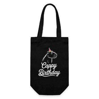 Capybara Birthday Cappy Birthday Funny Capy - Gift Bag for Bottles - black - Front