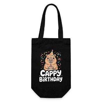 Capybara Birthday Cappy Birthday Funny Capy - Gift Bag for Bottles - black - Front