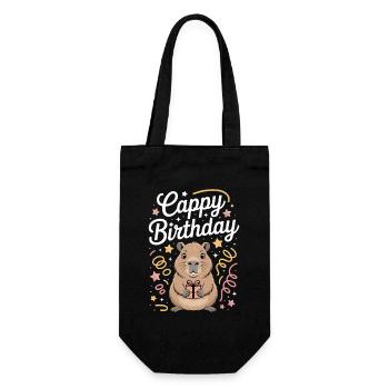 Capybara Birthday Cappy Birthday Funny Capy - Gift Bag for Bottles - black - Front