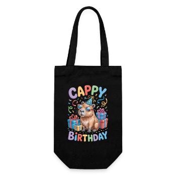 Capybara Birthday Cappy Birthday Funny Capy - Gift Bag for Bottles - black - Front