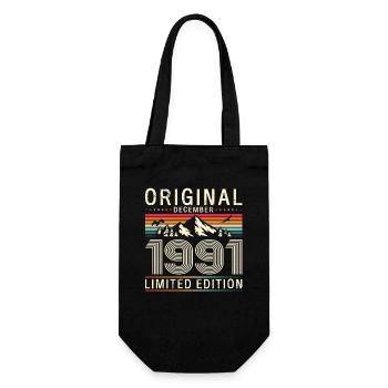 35th Birthday Original December 1991 - Gift Bag for Bottles - black - Front